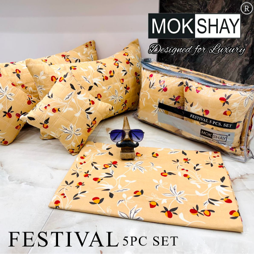Branded 5 Pcs quilted bedding set, 2 quilted cushions, 2 Pillow Covers, 1 Bedsheet-https://media.vyaparify.com/vcards/products/336918/product_1756406496_68b0a2e042dc0.png Image