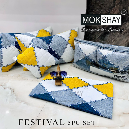 Branded 5 Pcs quilted bedding set, 2 quilted cushions, 2 Pillow Covers, 1 Bedsheet-https://media.vyaparify.com/vcards/products/336920/product_1756407514_68b0a6dab764f.png Image