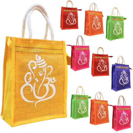 SS Eco-Life Jute Return Gift Bag. Ganesh & Kolam Print | Zip Closure | Rope Handle | 8x10x5-https://media.vyaparify.com/vcards/products/351305/product_1757920674_68c7bda2a2e1d.png Image