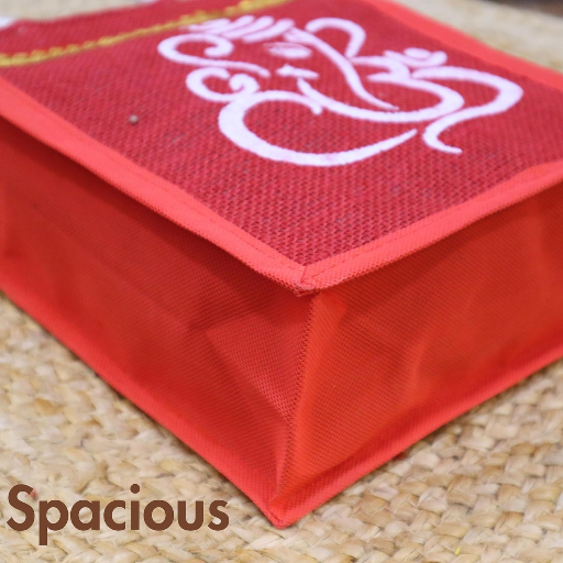 SS Eco-Life Jute Return Gift Bag. Ganesh & Kolam Print | Zip Closure | Rope Handle | 8x10x5-https://media.vyaparify.com/vcards/products/351308/product_1757920675_68c7bda31b548.png Image