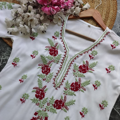 Designer white kurta with dual colour thread fine chikankari work.  F-https://media.vyaparify.com/vcards/products/360049/product_1758389613_68cee56d70a48.png Image