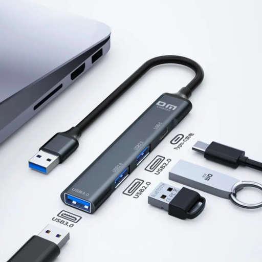 USB 3.0 Hub 4 in 1 USB Hub, High Speed Data Transfer, Grey-https://media.vyaparify.com/vcards/products/369168/product_1759369842_68ddda726052b.png Image