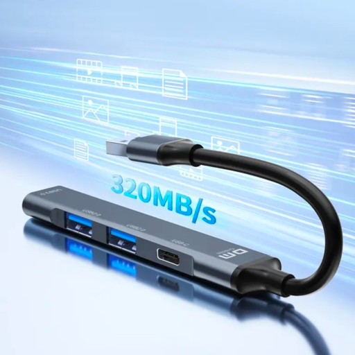 USB 3.0 Hub 4 in 1 USB Hub, High Speed Data Transfer, Grey-https://media.vyaparify.com/vcards/products/369169/product_1759369842_68ddda726a847.png Image