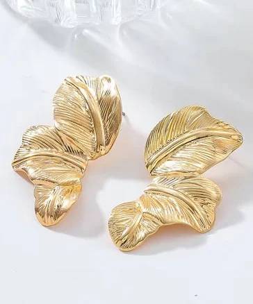 Golden Leaf Design Earrings