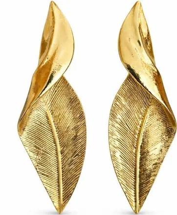 Gold-Plated Leaf Design Earrings