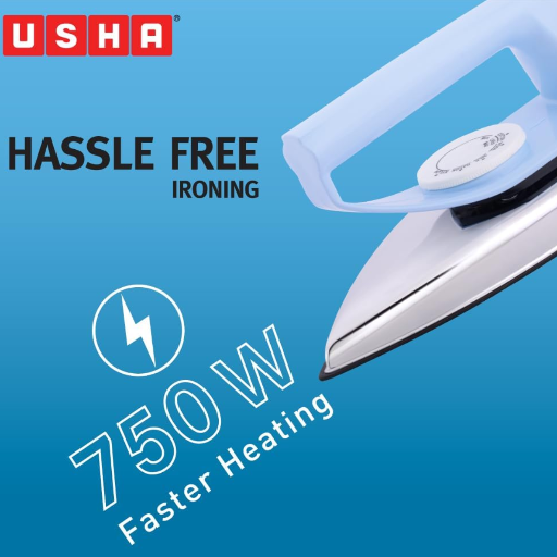 USHA EI 4175-M 750W ULTRA LIGHT WEIGHT ELECTRIC IRON WITH NON STICK PTFE COATED-https://media.vyaparify.com/vcards/products/410686/product_1763033767_6915c2a704ac1.png Image