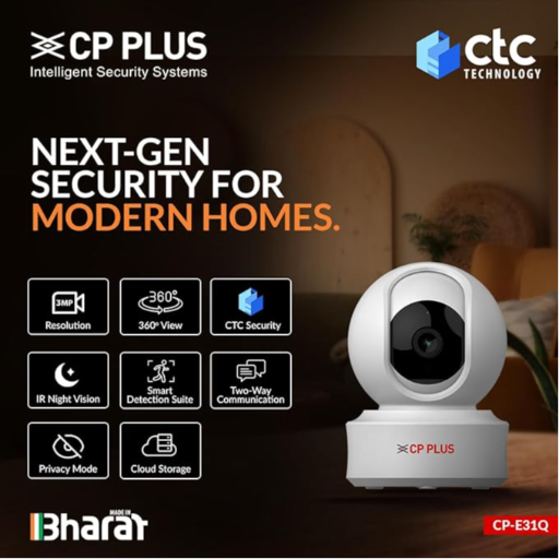 CP PLUS 3MP Resolution Smart Wi-fi CCTV Home Security Camera CP-E31Q-https://media.vyaparify.com/vcards/products/412165/product_1763113477_6916fa05efafa.png Image