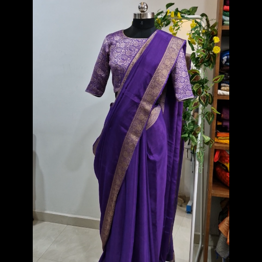  Purple saree with brocade blouse DIYANI DESI BOUTIQUE Diyani Desi H No  24 Gateway Villa  Near Devaki Conversation Nagole  24 Gateway Villa  Near Devaki Conversation Nagole