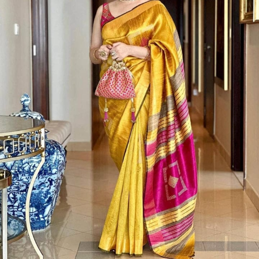 Tussar Dupian Raw Silk saree - Image 2
