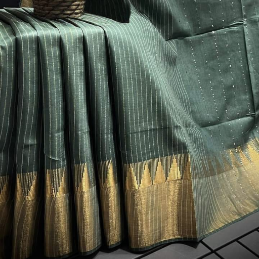 Fancy Cotton Silk saree with Mini temple Border weaving Design -  - Buy Online at MD AYAAZ ANWAR