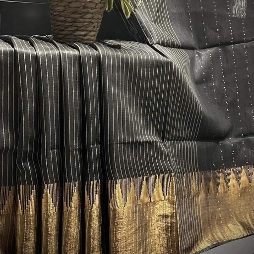 Fancy Cotton Silk saree with Mini temple Border weaving Design - Image 1