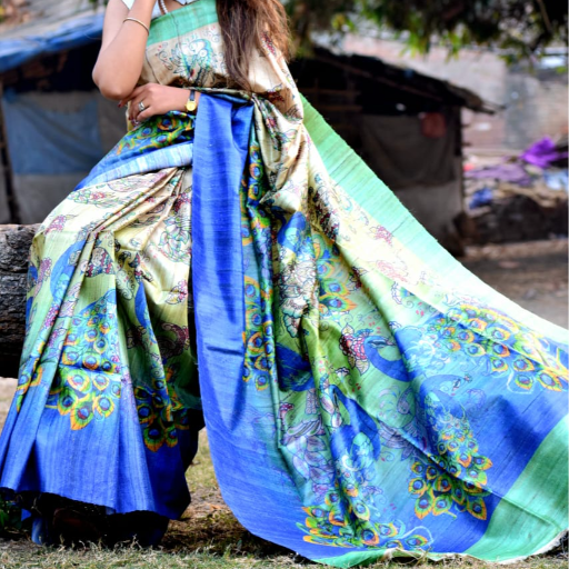 Tussar Ghicha silk Saree With Digital print Design -  - Buy Online at MD AYAAZ ANWAR