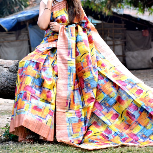 Tussar Ghicha silk saree with Digital print Design -  - Buy Online at MD AYAAZ ANWAR