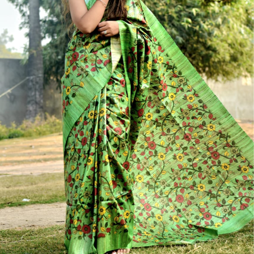 Tussar Ghicha silk saree with Digital print Design - Image 4