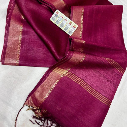 Tussar Munga silk saree with Golden zaree Border Dobi weaving Design -  - Buy Online at MD AYAAZ ANWAR