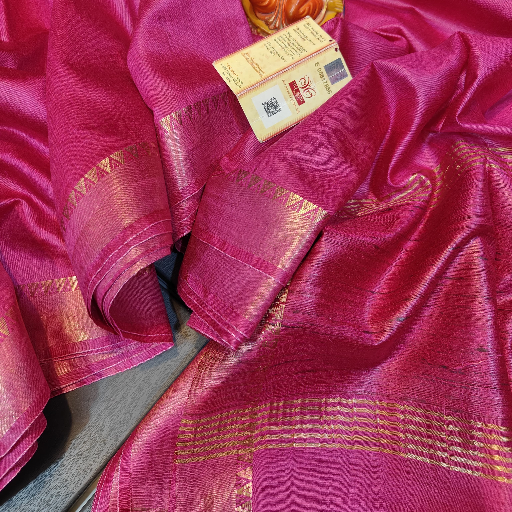 Tussar Munga silk saree with Golden zaree Border Dobi weaving Design - Image 4