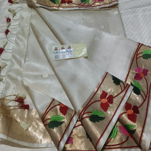 Tussar Tussar silk saree with Embroidery work Design - Image 2