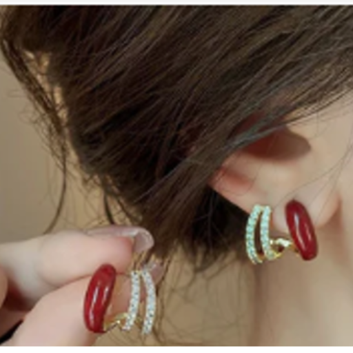 Red & Gold Twin Earring - Formal Wear