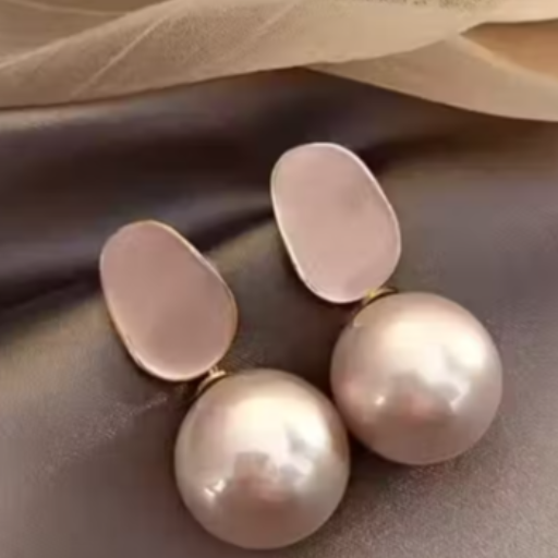Pink Pearl Drop Earrings Contemporary