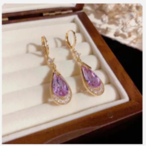 Tear drop Purple Earring