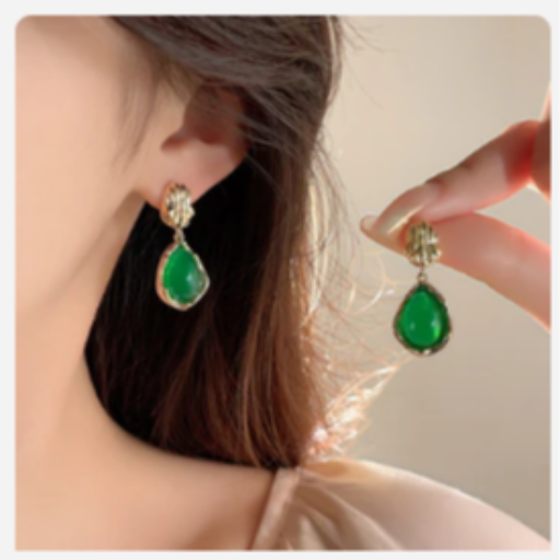 Water drop Green Earring