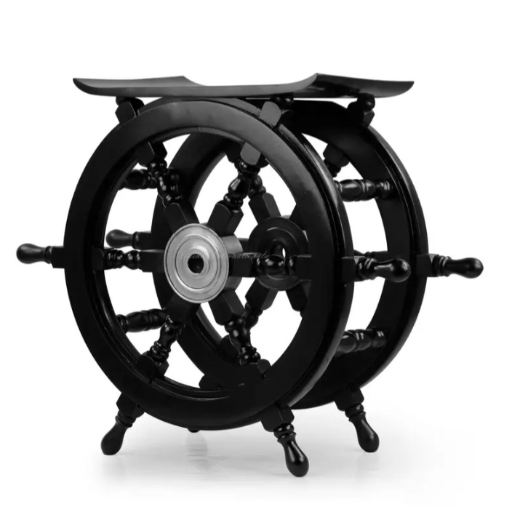 Pirate's Black Nautical Handcrafted Wooden Stool | Home Decor Ship Wheel Table Furniture (Large)-https://media.vyaparify.com/vcards/products/440416/product_1764917773_6932820d394a6.png Image