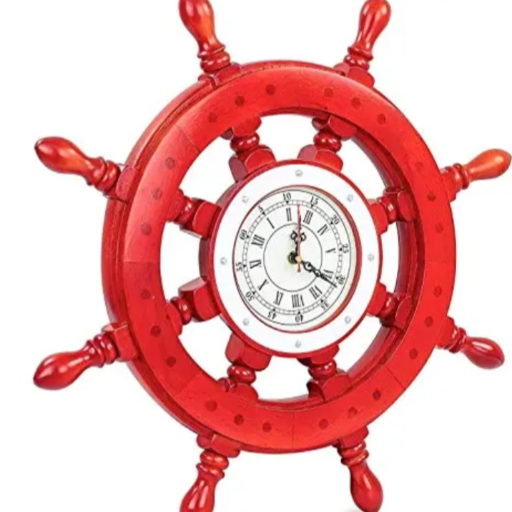 Red ship wheel nautical pirate's premium polished boat steering ship wheel wall clock -  - Buy Online at NOBEL HANDICRAFTS