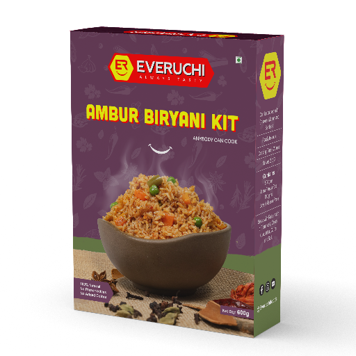  EVERUCHI - READY TO COOK AMBUR VEG BIRYANI KIT GUNDAGATTI MASALAS AND BAKERS INT LLP NO 09 10PUTTENAHALLIJ P NAGAR 7TH PHASE PUTTENAHALLI BENGALURU OPP SHREE VARAAHI FOODS