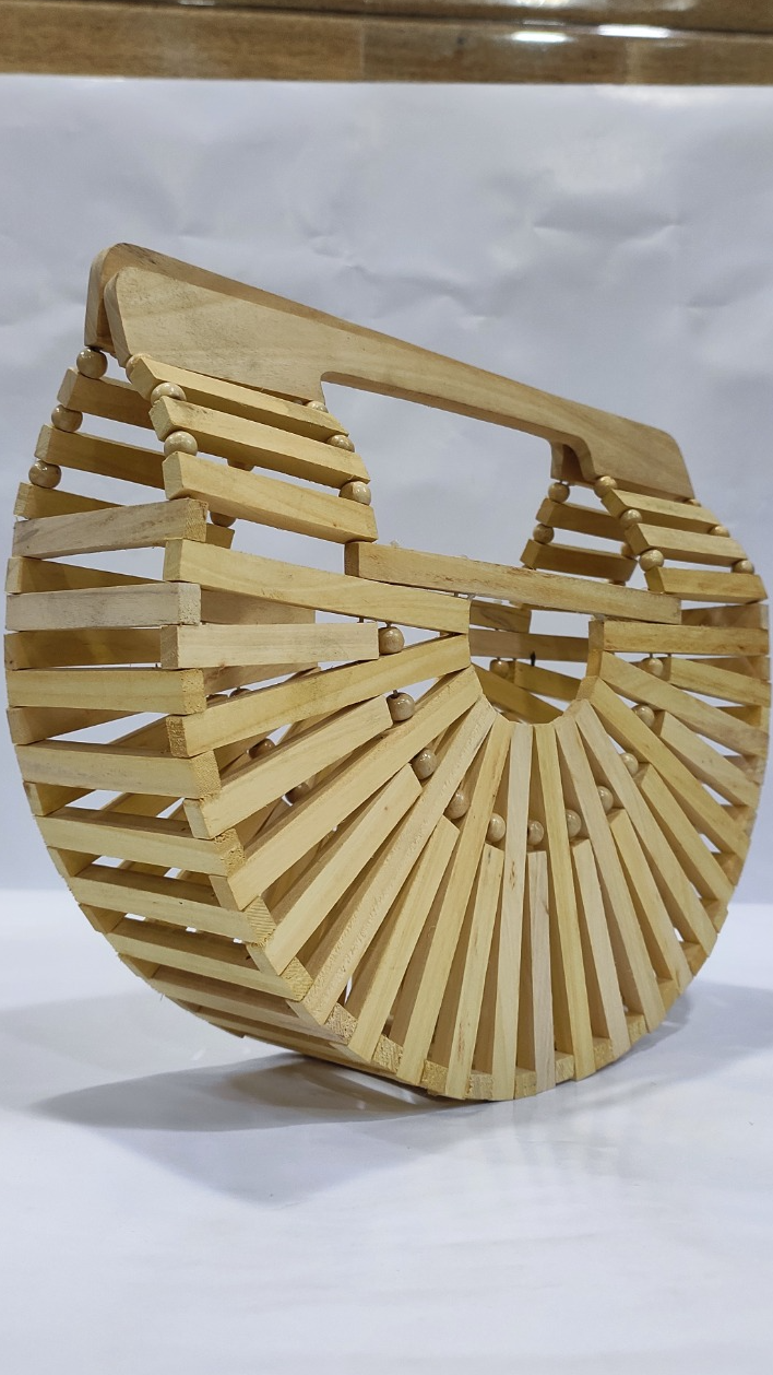 Bamboo Slatted Handbag in Nagina Eco-Friendly Fashion Statement -  - Buy Online at NOBEL HANDICRAFTS