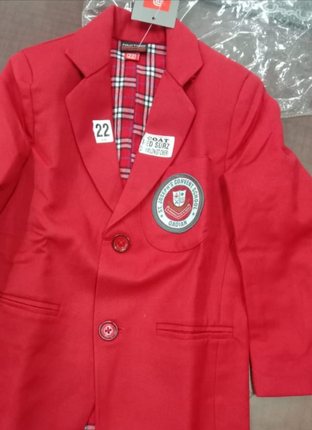 St. Joseph's Convent School Red School Blazer in Gurdaspur - Emblem Included-https://media.vyaparify.com/vcards/products/451880/product_1765532173_693be20d32b3d.png Image