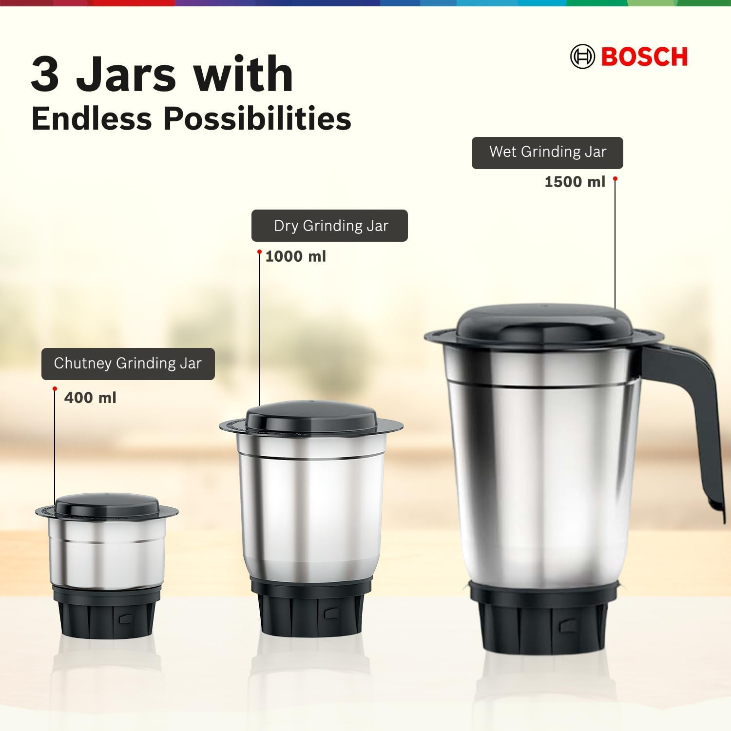 BOSCH Mixer Grinder in Bengaluru: 750W 3 Jar Green for Efficient Cooking - Image 2