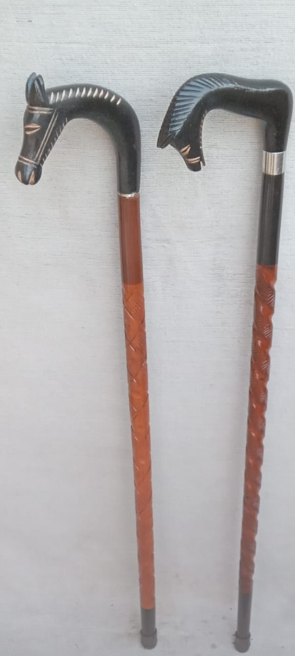Handcrafted Wooden Walking Cane with Horse Head Handle in Nagina - Stylish and Sturdy -  - Buy Online at NOBEL HANDICRAFTS
