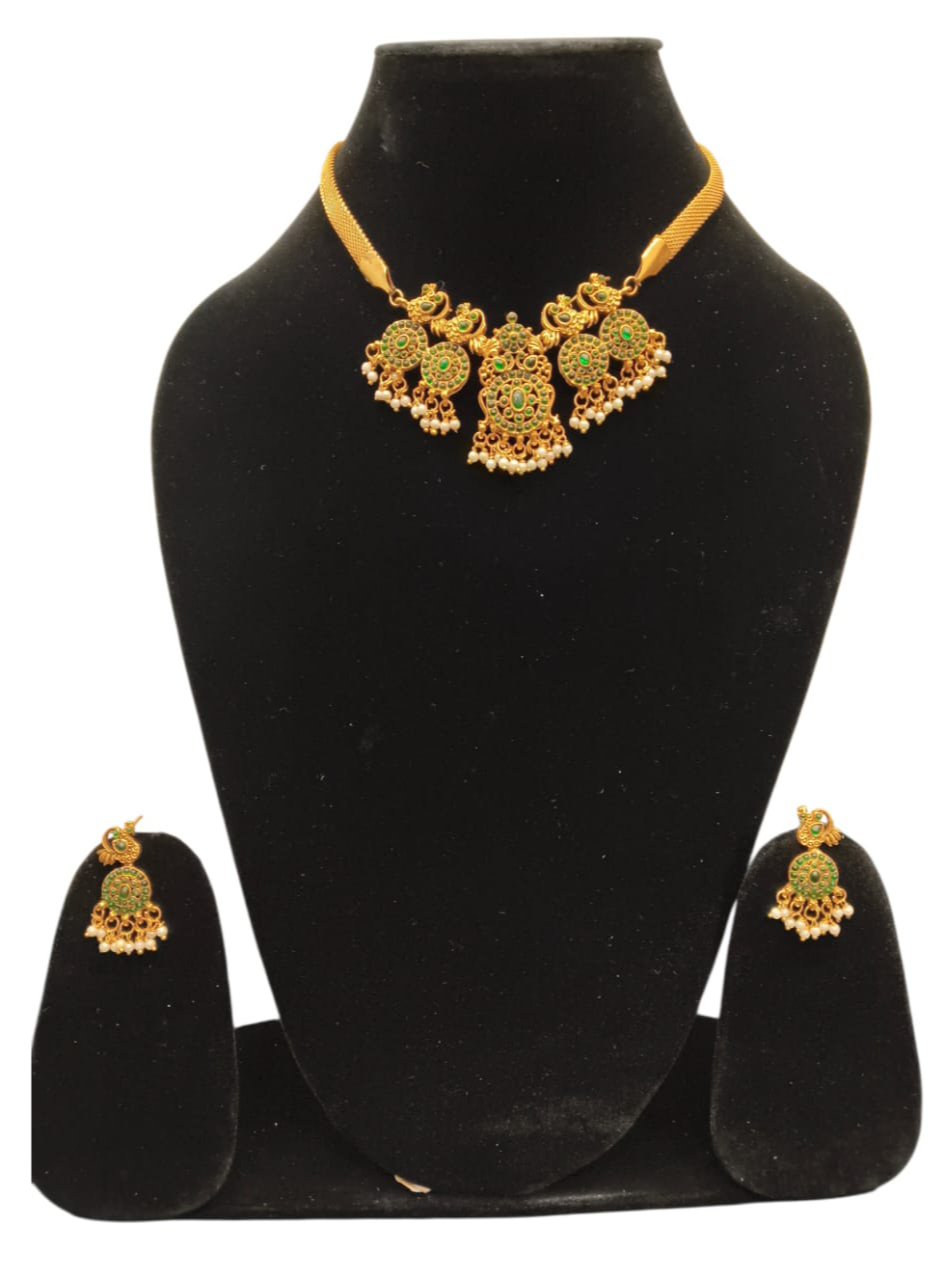 Imitative Jewellery Chocker Set - Peacock Style Gold Finish-https://media.vyaparify.com/vcards/products/455077/product_1765802317_6940014da00d4.png Image