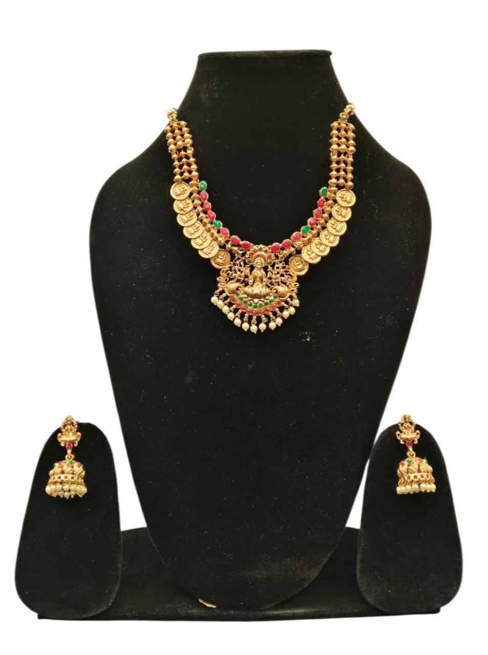  South Indian Lakshmi Coin Necklace Set in Anj, Elegant Traditional Jewelry LUCKY COLLECTIONS NO 334 M 1ST FLOOR 5TH CROSS ROAD MKS LAYOUT DK SANDRA GOVT HIGH SCHOOL DODDAKALLASANDRA LANDMARK BESIDE GOVT HIGH SCHOOL 80FEET ROAD ANJ