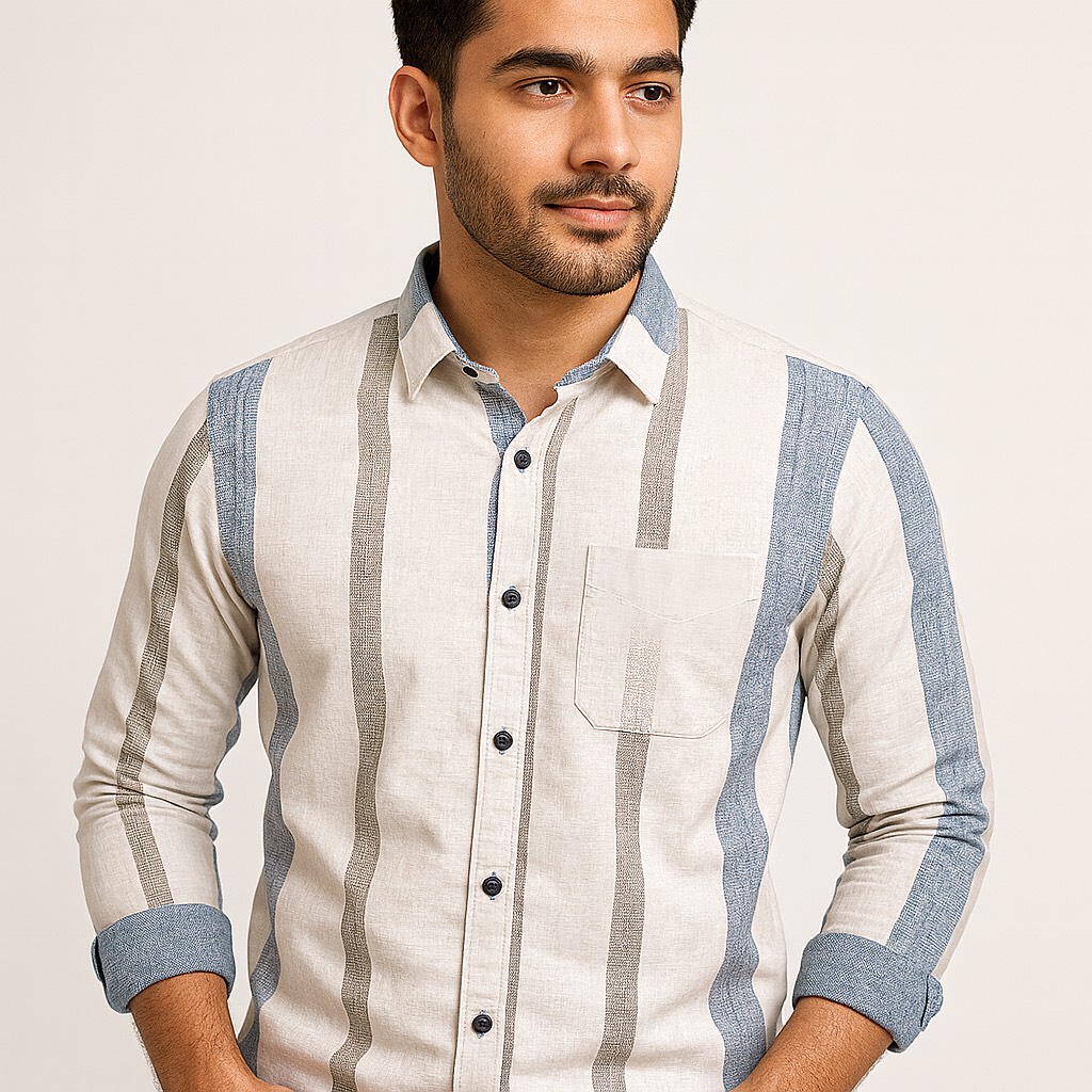 Rubab Mens Wear - Vertical Stripes Shirt in Malegaon - Stylish and Deasling-https://media.vyaparify.com/vcards/products/458111/product_1765967422_6942863e97c20.png Image