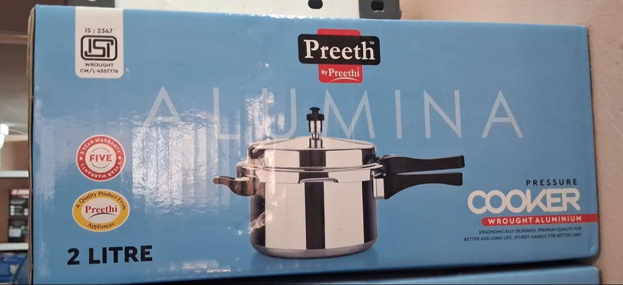  Preethi Pressure Cooker in Belgaum: Alumina 2L Wrought Aluminium G V ENTERPRISES G V ENTERPRISES  GROUND 2088 N K  KORE GALLI LANDMARK SARSWATI BHAVAN SHAHAPUR BELGAUM