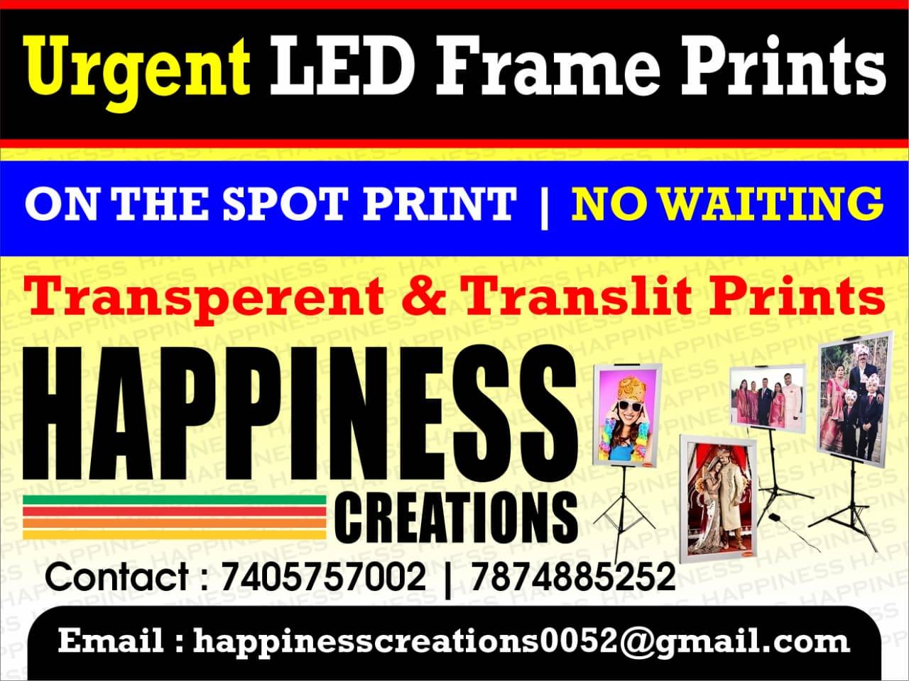  LED Frame Prints in Killa-Pardi: High-Quality Instant Prints HAPPINESS CREATION Shop 21, Green Park Society,  Beside Hotel Vishram, Happiness Street, NH 48, Killa-Pardi, Gujarat 396125