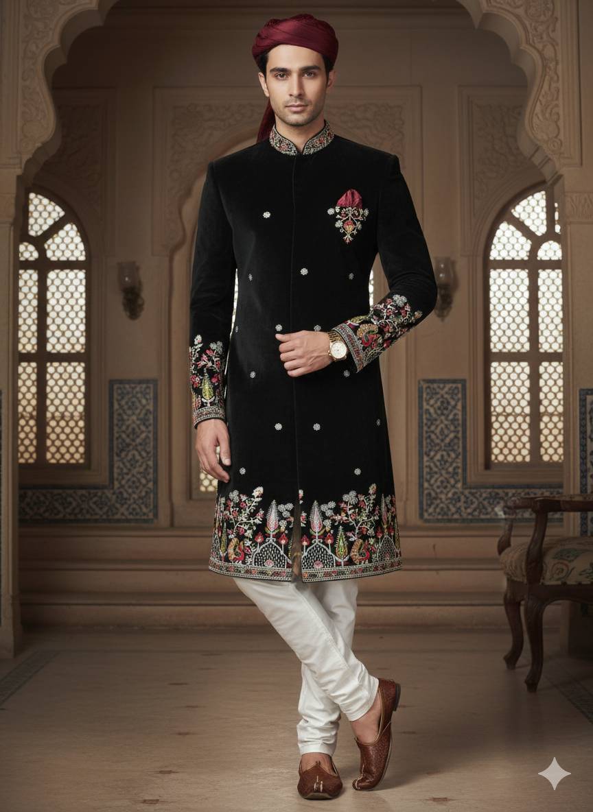 Sherwani Embroidered Velvet in Surat: Elegant Traditional Attire-https://media.vyaparify.com/vcards/products/467814/product_1766577864_694bd6c8089a2.png Image