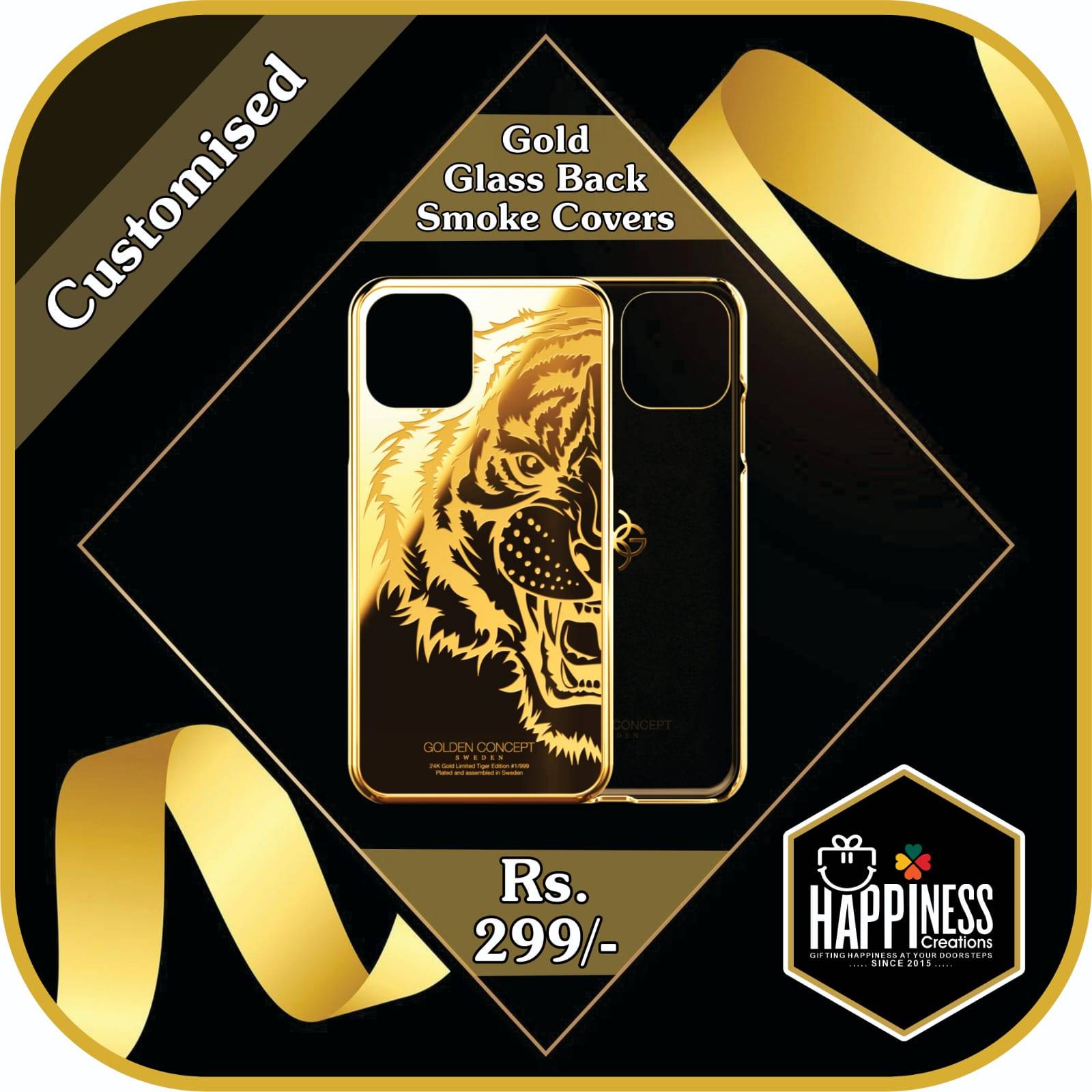  Phone Accessories - Customised Gold Glass Back Smoke Cover in Killa-Pardi - Enhanced Protection HAPPINESS CREATION Shop 21, Green Park Society,  Beside Hotel Vishram, Happiness Street, NH 48, Killa-Pardi, Gujarat 396125