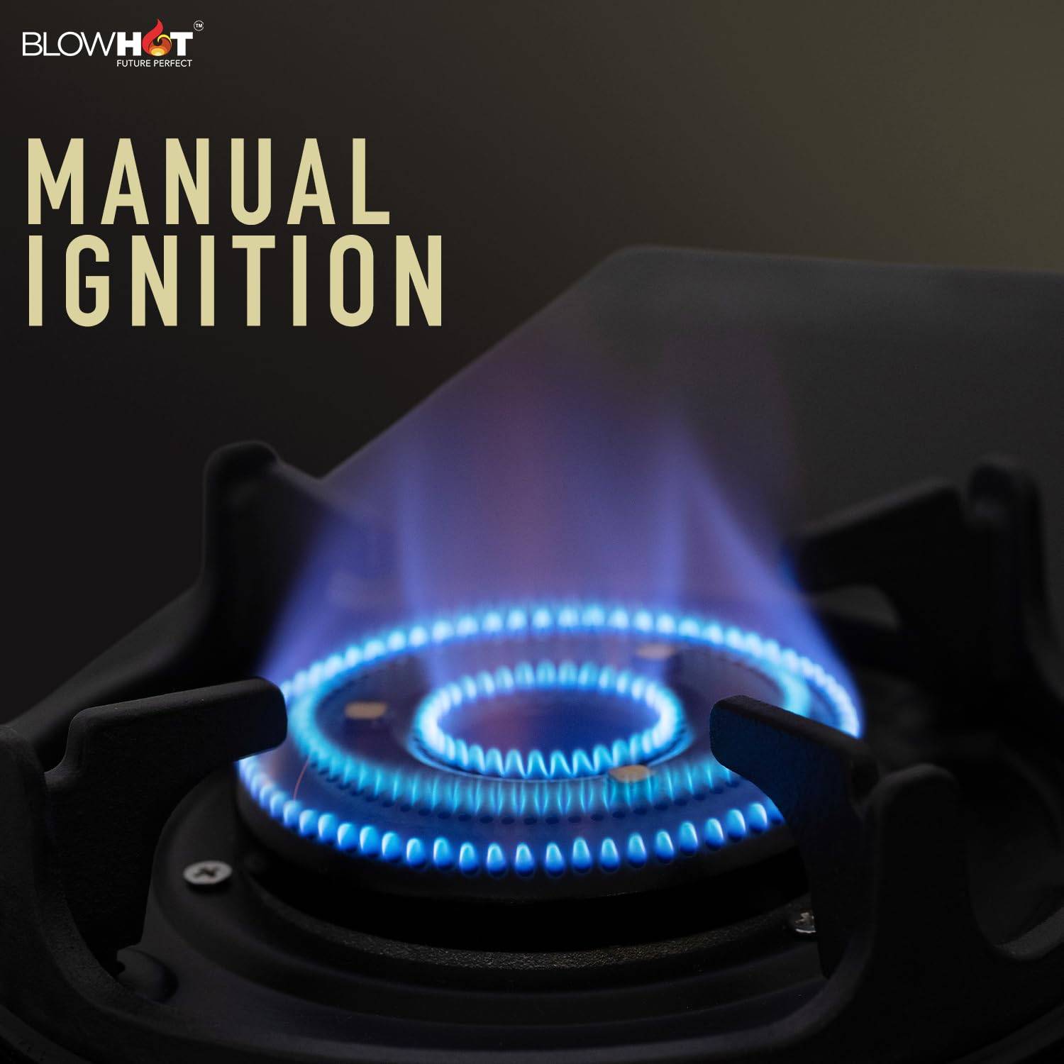 BLOWHOT Amber 4 Burner Gas Stove, Manual-Ignition, Coated Forged Indian Brass Burners, Hybrid Design, SABAF Gas Valve, 2 Years Warranty on Burner, 5 Years Warranty By Blowhot on Glass & Gas Valve -  - Buy Online at THE AMISTAD VENTURE