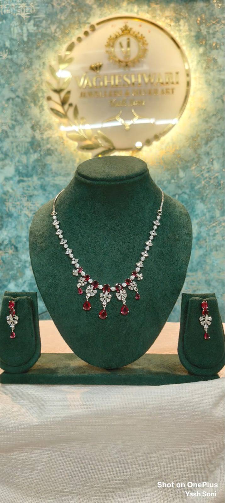  Vagheshwari Jeweller and Silver Art Elegant Ruby and Diamond Necklace Set in Banswara Rajasthan - Stunning Jewelry YASH SONI Vagheshwari  Jeweller And  Silver Art Near By Old State Bank Of India Partapur Tehsil Garhi Banswara Rajasthan