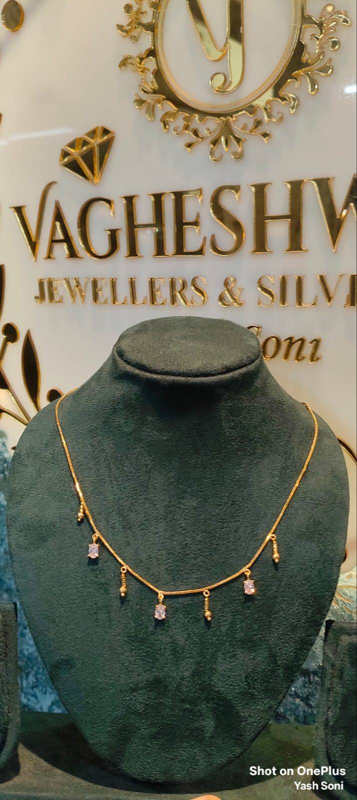  Vagheshwari Jeweller and Silver Art Elegant Gold Necklace in Banswara Rajasthan with Dangling Charms YASH SONI Vagheshwari  Jeweller And  Silver Art Near By Old State Bank Of India Partapur Tehsil Garhi Banswara Rajasthan