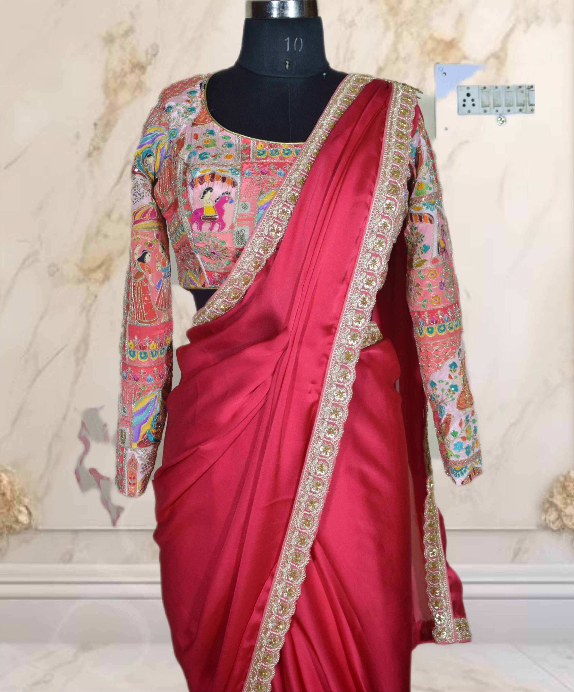 Designer Sari in Jabalpur: Elegant Maroon Georgette with Embroidered Blouse-https://media.vyaparify.com/vcards/products/477808/product_1767688494_695cc92e4596a.png Image
