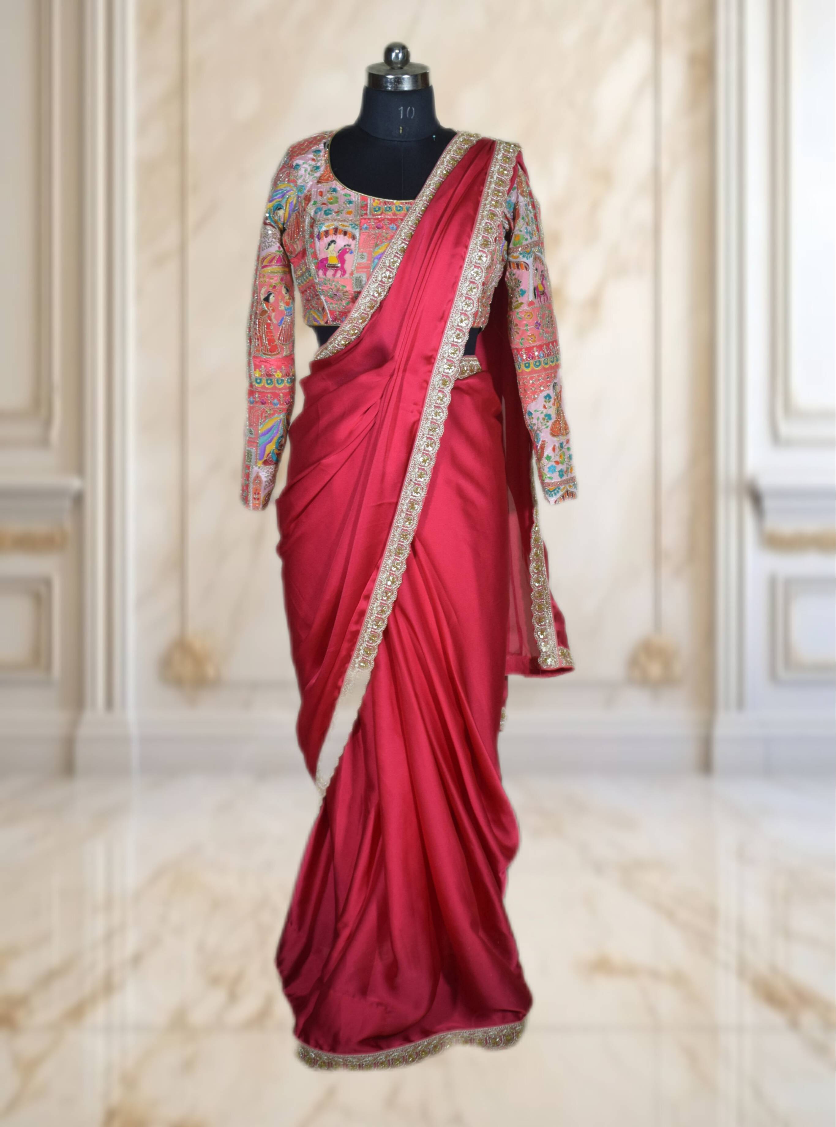 Designer Sari in Jabalpur: Elegant Maroon Georgette with Embroidered Blouse-https://media.vyaparify.com/vcards/products/477809/product_1767688494_695cc92e547ad.png Image