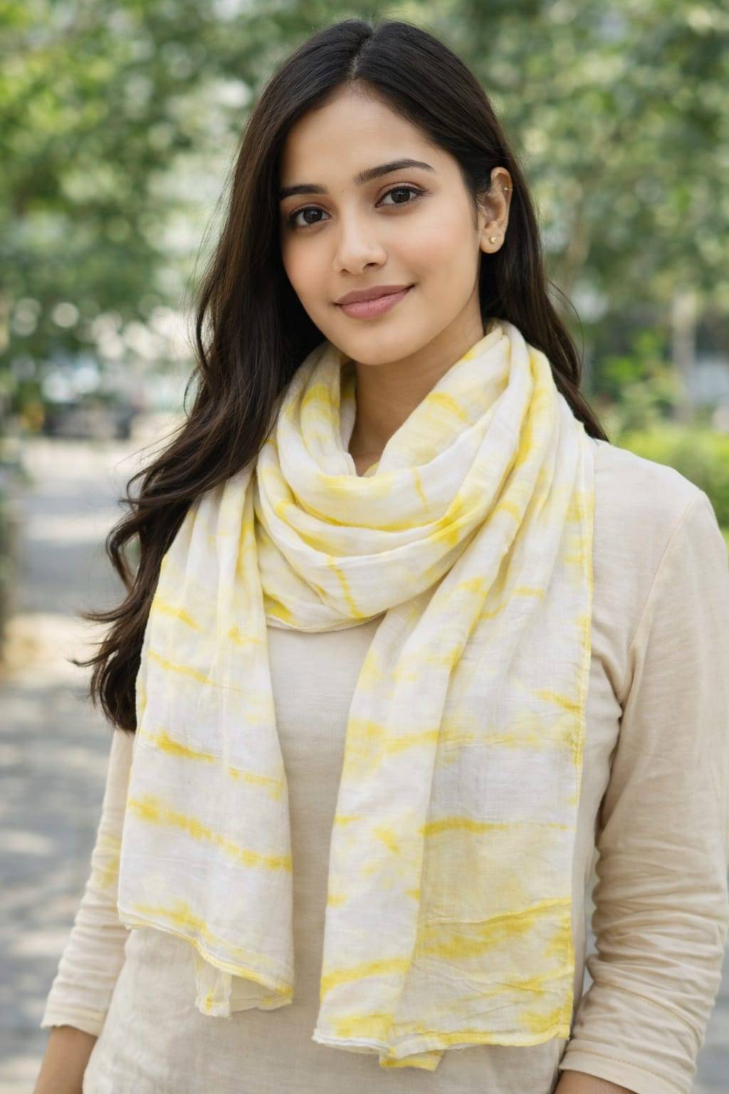 Cotton Scarf Tie Dyed with Turmeric in New Panvel - Natural Dyeing -  - Buy Online at VAISHALI LAXMAN HONRAO