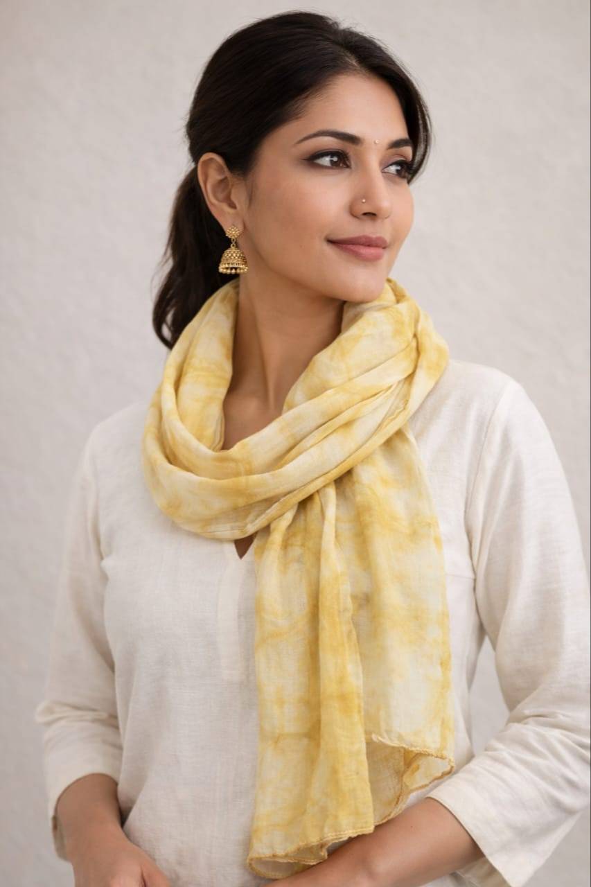 100% cotton Scarf in New Panvel: 100% Cotton Tie-Dyed with Marigold Flowers -  - Buy Online at VAISHALI LAXMAN HONRAO