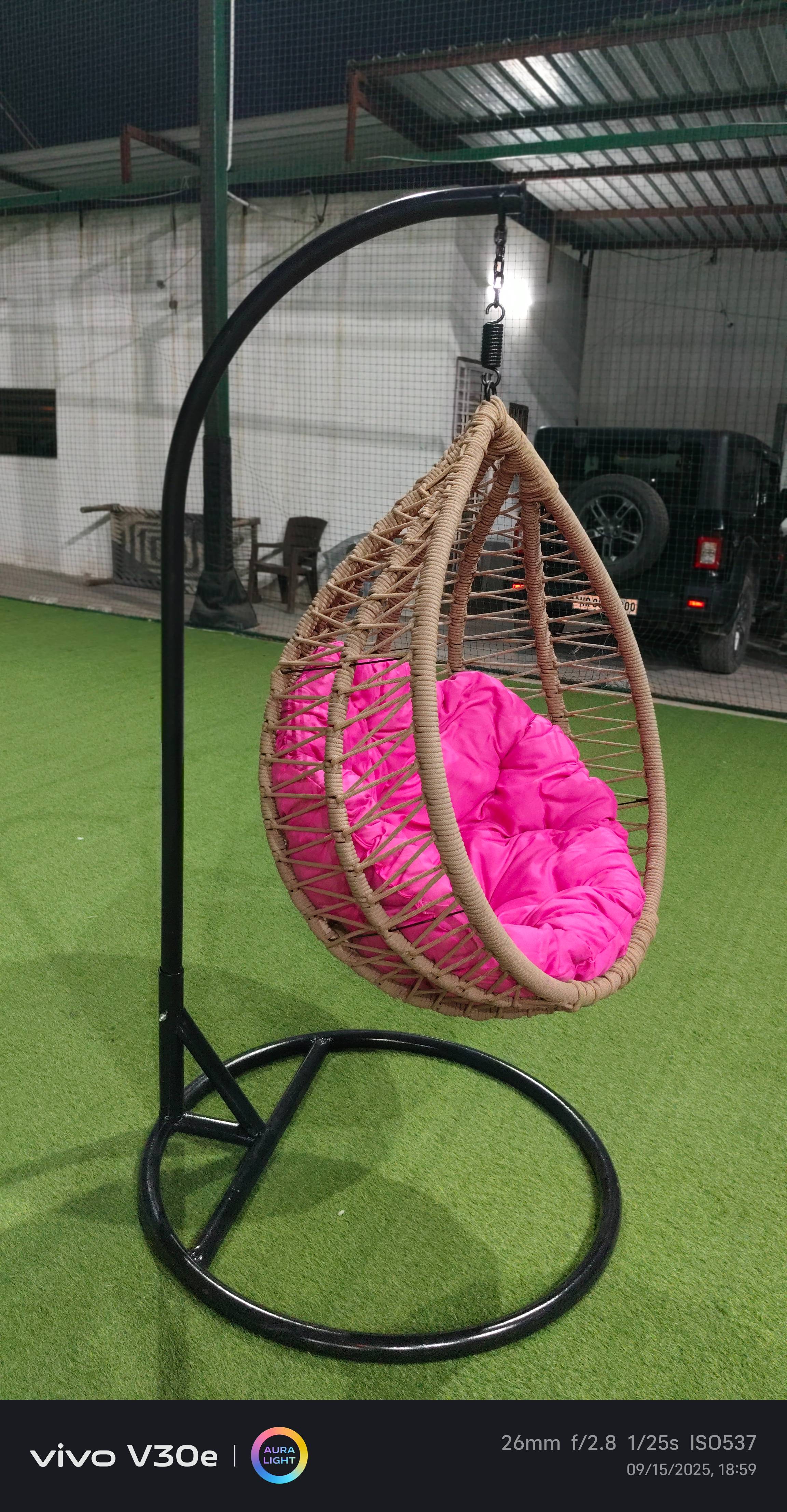 Outdoor Furniture: Comfort Hanging Swing Chair in Delhi with Cushion-https://media.vyaparify.com/vcards/products/480569/product_1767865686_695f7d5677527.png Image