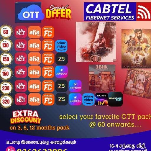  OTT play CABTEL FIBERNET SERVICES 16 4 CHINNA KARUPPAN CHETTIAR SANTHU PON PUDUPPATTIPONNAMARAVATHI WEST KARUPPAN CHETTIARSANTHU PON PUDUPPATTIPONNAMARAVATHI WEST