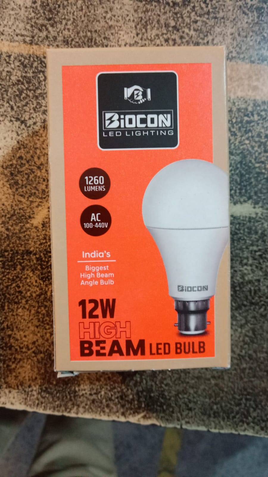  12w LED Bulb BIOCON ELECTRIC PRIVATE LIMITED KH NO 4 24 1B PLOTNO 15B JR COMPLEXGATE NO 4 MAIN ROAD SEWA DHAM MANDOLI IND AREA