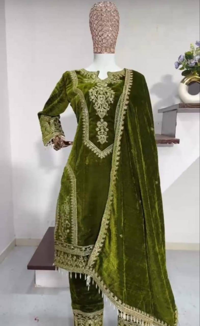 Kurti Solution Velvet Green Embroidered Salwar Suit in Jhotwada - Elegant Design-https://media.vyaparify.com/vcards/products/482879/product_1768041080_69622a7816c04.png Image